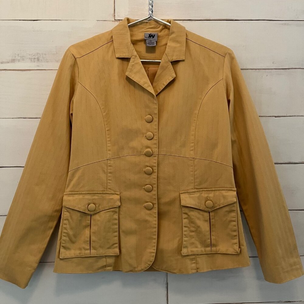 Size 6 JW Junction West Vintage Suit Mustard Gold Lined Western Jacket Pants - Picture 3 of 12